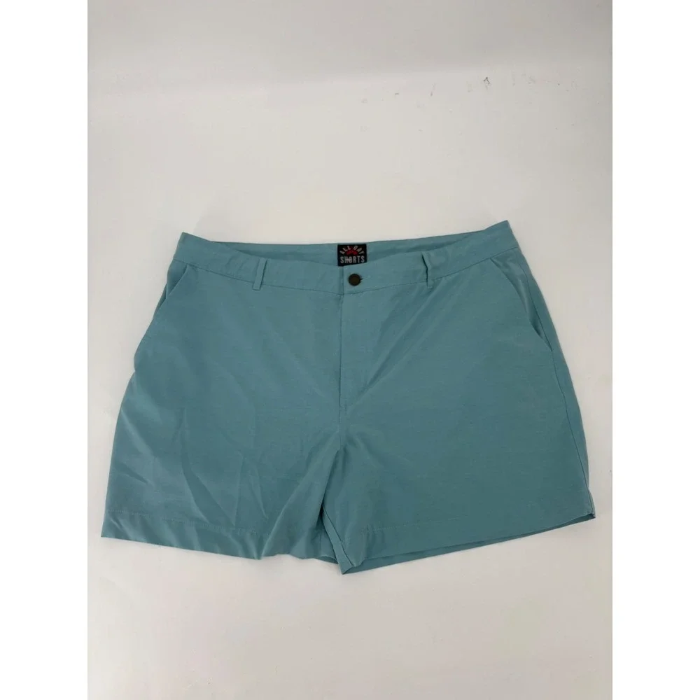 Faherty All Day Shorts Mens 40 Teal Blue Hybrid Quick Dry Stretch Flat Front